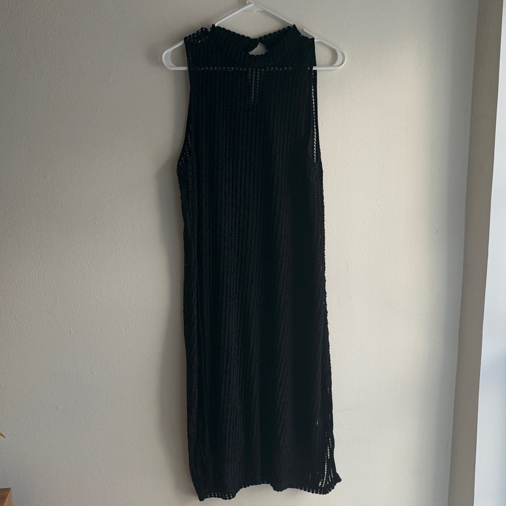 Elegant Black Mesh Midi Dress (2 pieces - slip dress under)
